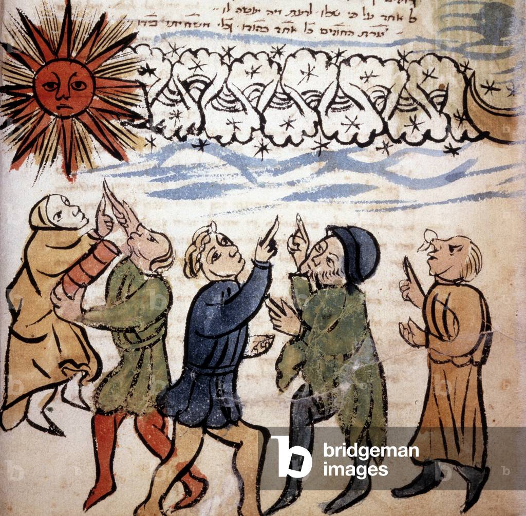 Jewish seers observe the clouds - in manuscript by Ibn Sahulah, 1492,