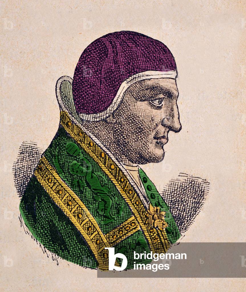 Portrait of the Pope Agapet II (Agapit or Agapetus or Agapito) (946-955), 1898 (engraving with later colouration)