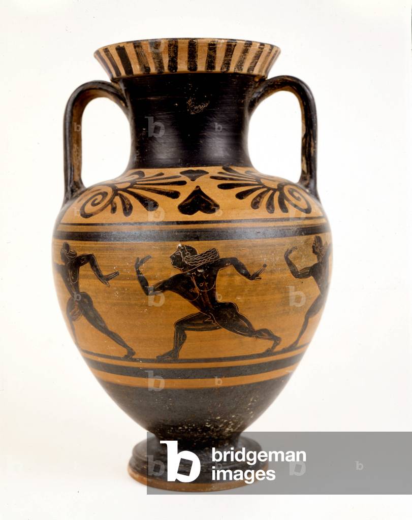 Athlete Race. Greek Amphoras. Painting on vase.. Museo Nazionale di Tarquinia
