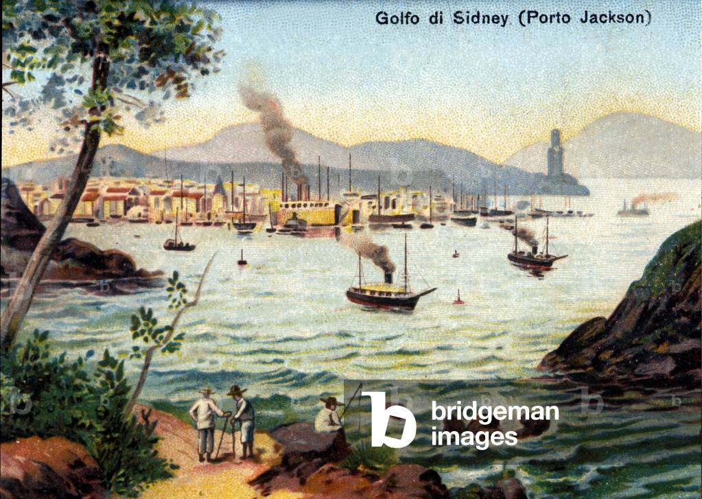 View of Port Jackson (Sydney Harbour) in Australia in the 19th century.