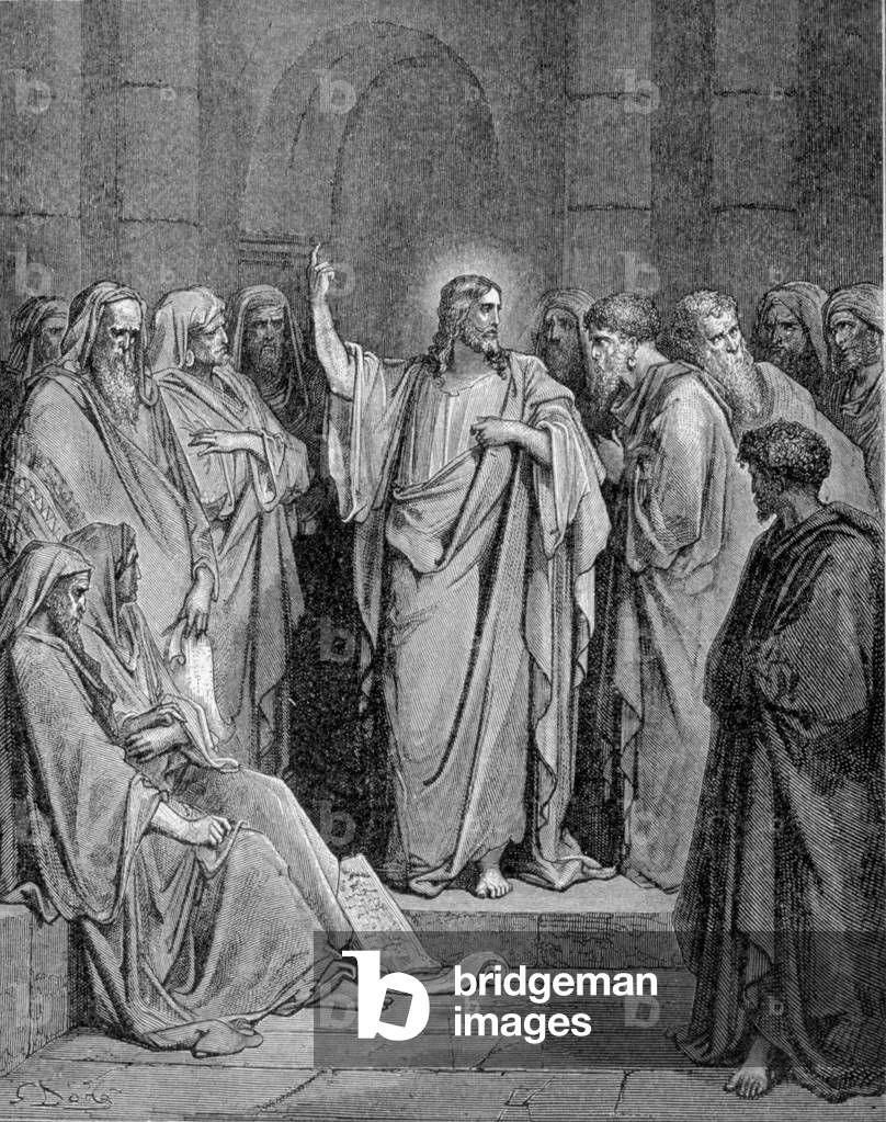 Jesus Christ in the synagogue. According to the Gospel according to Saint Luke.