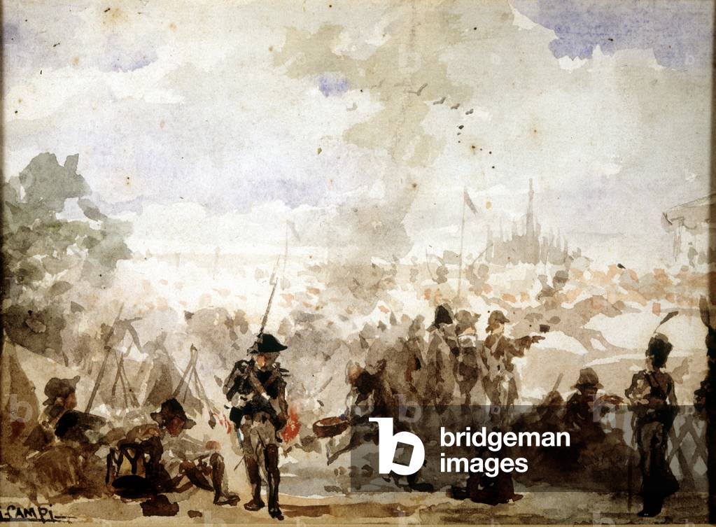 Napoleon and the countryside of Italy: French encampments at the gates of Milan, 1797.
