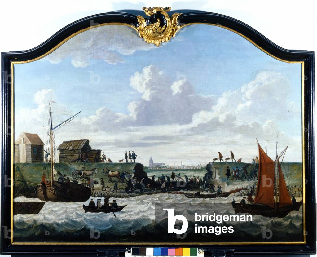 The dam of Zierikzee. Anonymous painting of the 18th century. Zierikzee Wastenday Siloten, Duiveland