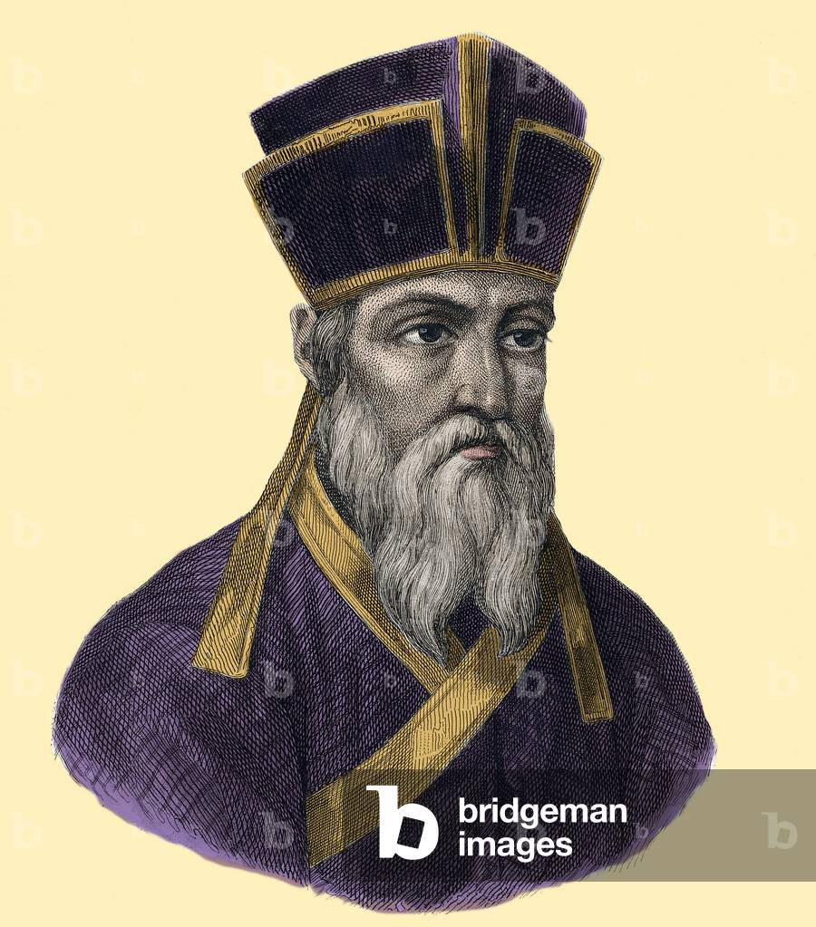 Portrait of Father Matteo Ricci (1552-1610), Italian Jesuite, Founder of the Catholic Mission in China”” Engraving of the 19th century