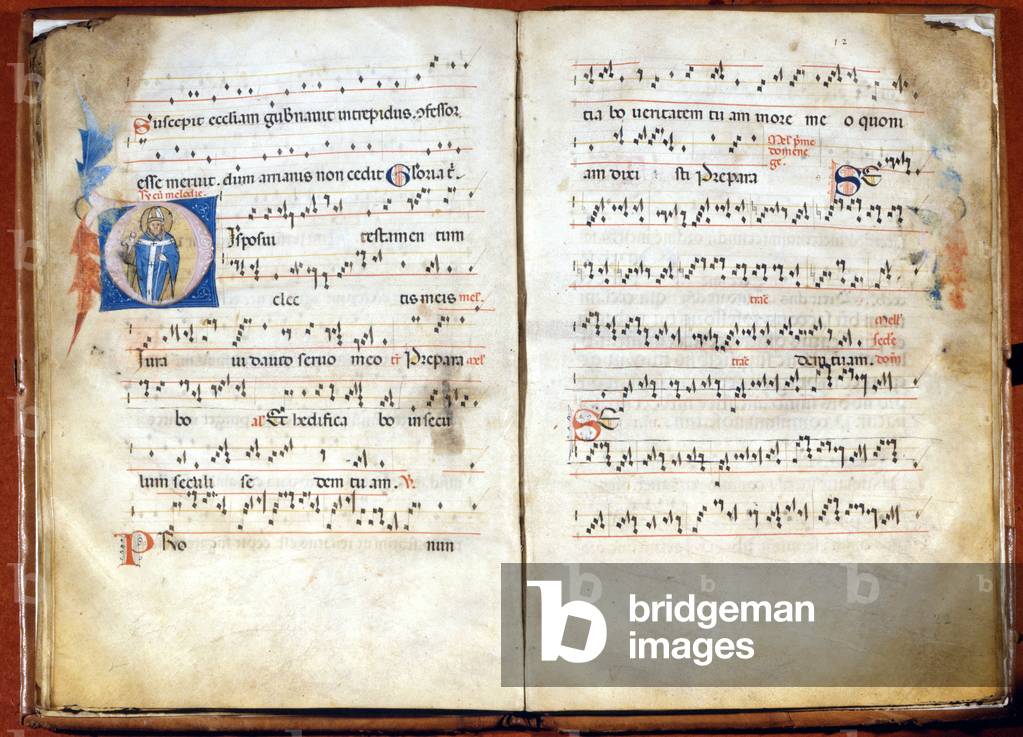 "Missale der Ambrosianischen Liturgie aus dem 14. Jahrhundert. Archiv des Kapitels von St. Ambrose" 1301 von U