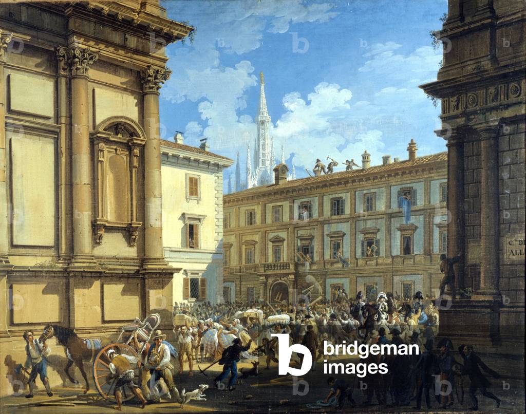 Image de Peinture représentant La population a pillé la maison du ministre des Finances Giuseppe Prina sur la 