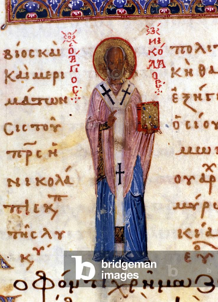 Saint Nicholas Bishop of Myra. 11th century Greek manuscript.