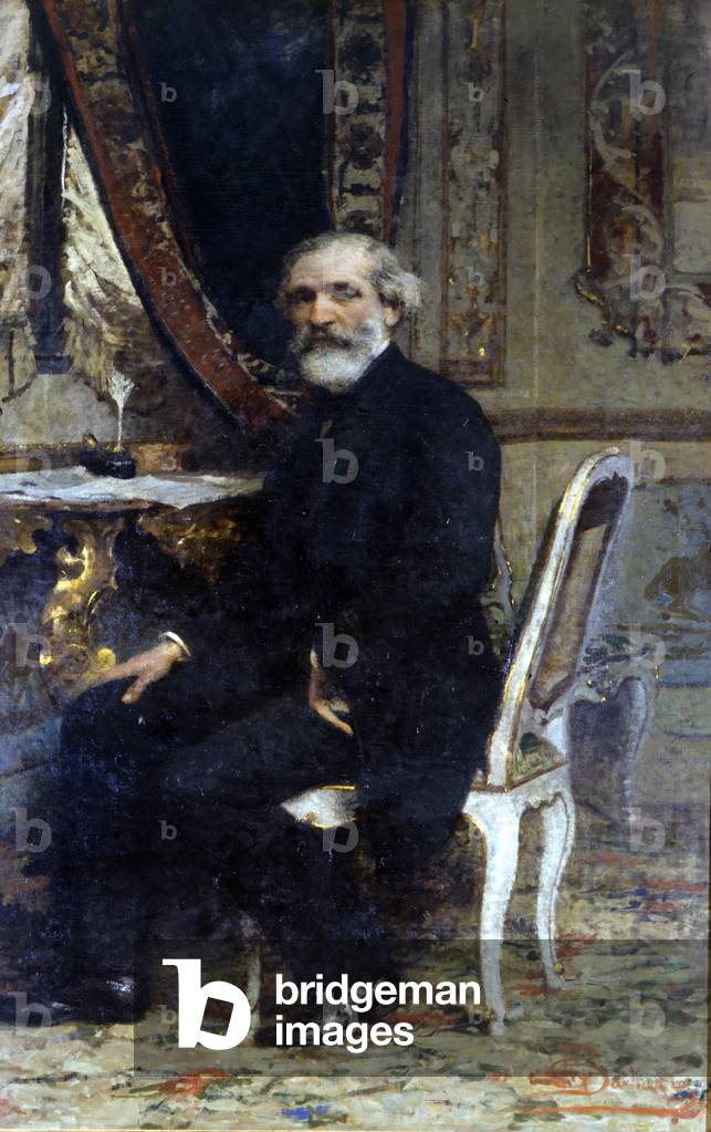 Portrait of Giuseppe Verdi, Italian composer (1813-1901) (oil on canvas)