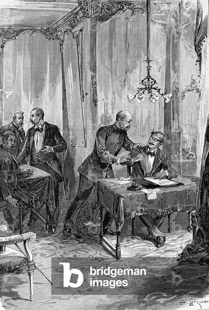 Dreyfus case. Arrest of Captain Alfred Dreyfus on 15/10/1894 after dictation.