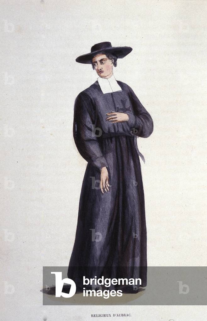 Religious d'Aubac. Engraving from an album on religious orders, Paris, 1840