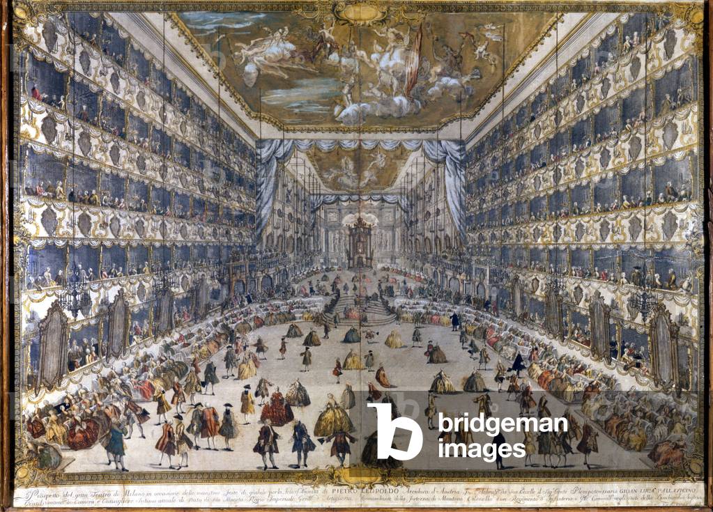 View of the ducal theatre in Milan on 28/5/1747 on the occasion of the feast for the birth of Archduke Leopold of Austria. (Leopold II of Habsburg Lorraine) (1747-1792)