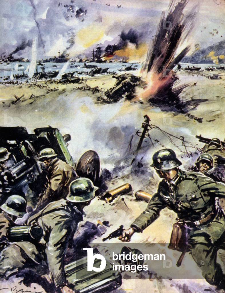 Allied landing in the Gulf of Salerno, Italy, September 9, 1943 - in “La Tribuna Illustrata”, September 22, 1943.