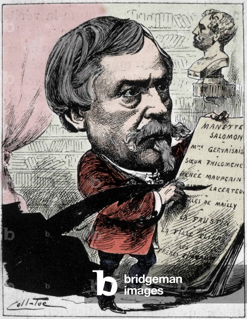 Cartoon depicting the writer Edmond de Goncourt (1822-1896) from “The Men of Today” Drawing by Coll-Toc (Collignon and Tocqueville). 1892