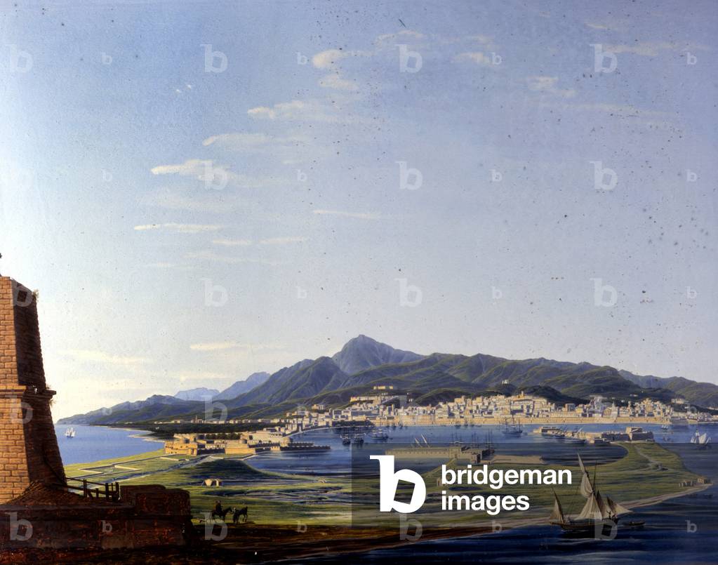 Messina seen from the Strait. Anonymous 19th century painting.