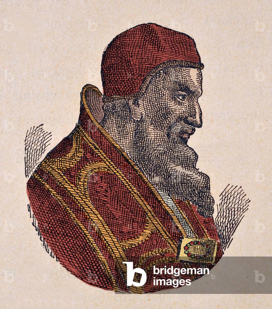 Portrait of the Pope Jean IV (Giovanni or Ioannes) (640-642), 1898 (engraving with later colouration)