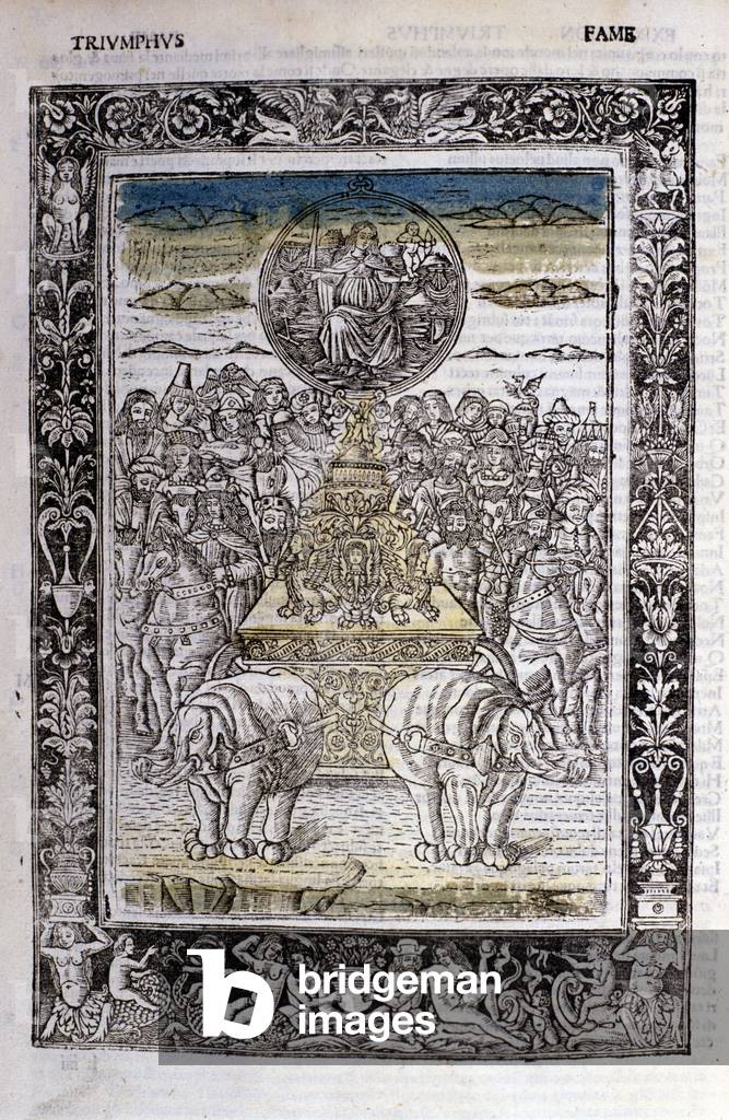 Triumph of the fame of Francesco Petrarca (Petrarca). Miniature sd. Bibl. Trivulziana, Milan.