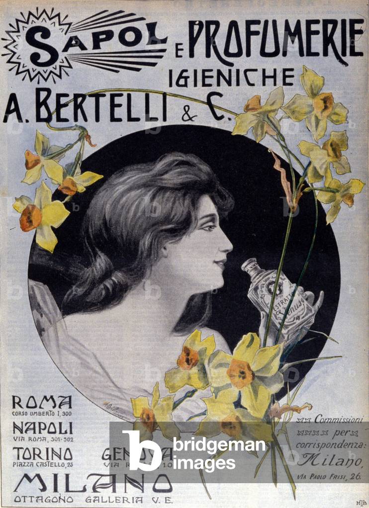 Advertizing for the perfume Bertelli, c.1904