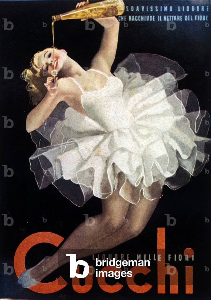 Publicité pour la liquore italienne Cucchi. 1946.