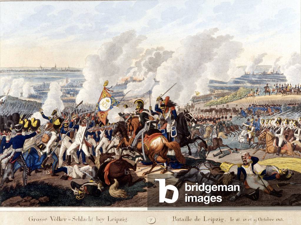 Bataille de Leipzig (bataille des nations), les 16-19 octobre 1813 (engraving)