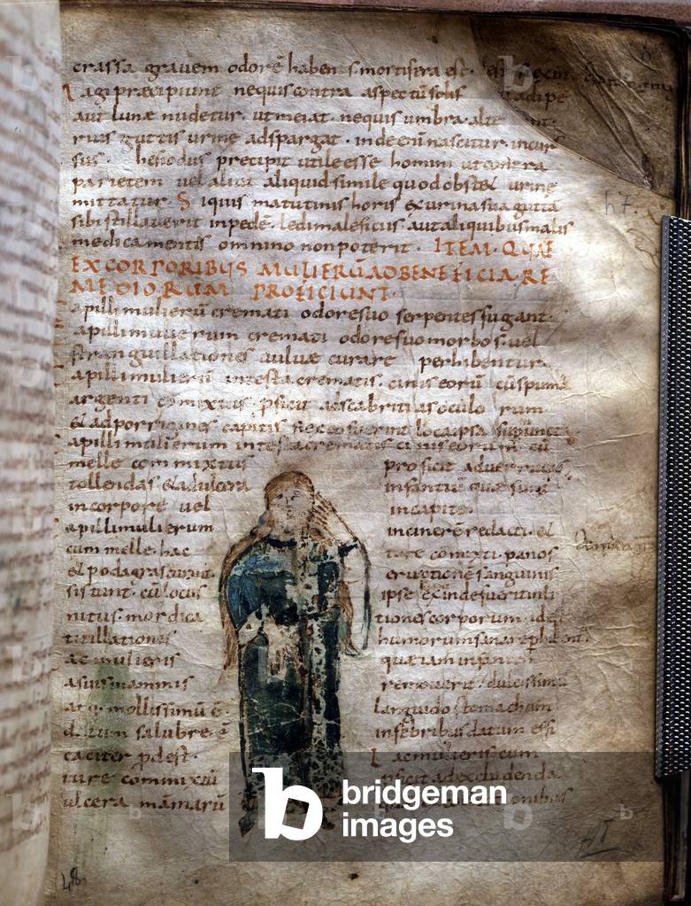 Manuscript page extracted from “” De simplicibus medicamentis”” by Claude Galien (Klaudios Galenos or Claudio Galeno or Claudius Galenus or Galen, v. 131 - v. 201), Greek doctor. Governativa of Lucca.