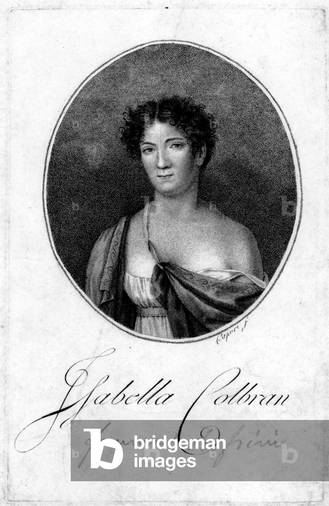 Portrait of the Spanish singer Isabelle Colbran (1785-1845) Engraving of the 19th century