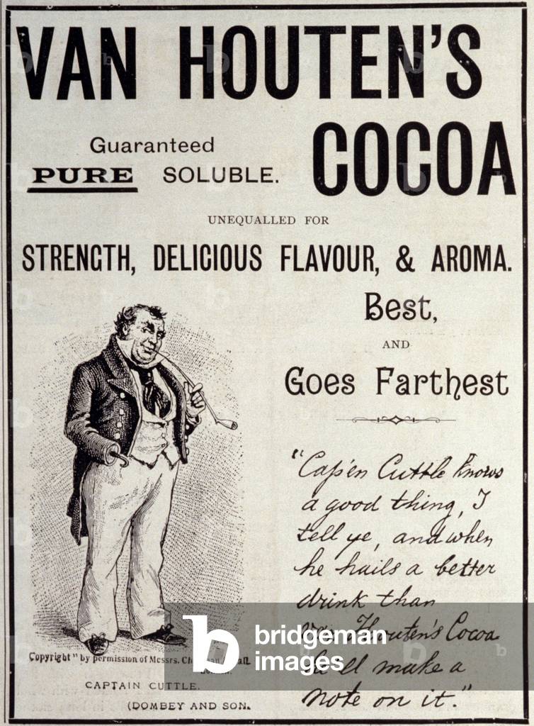 Van Houten cocoa advertising sticker, about 1890