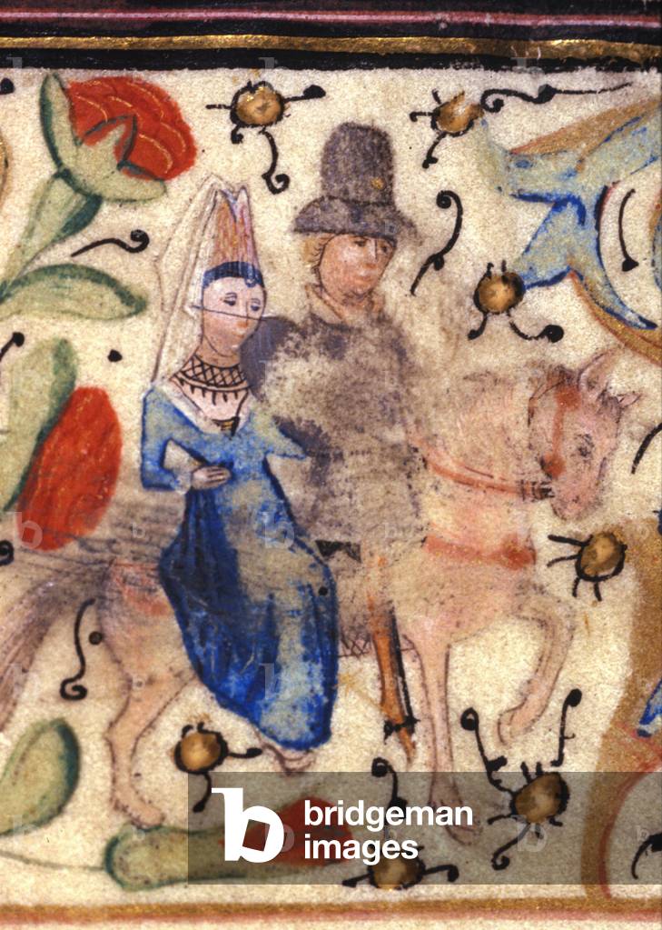 A knight and his lady: French illumination of the 14th century from a manuscript by Petrarch (Francesco Petrar
