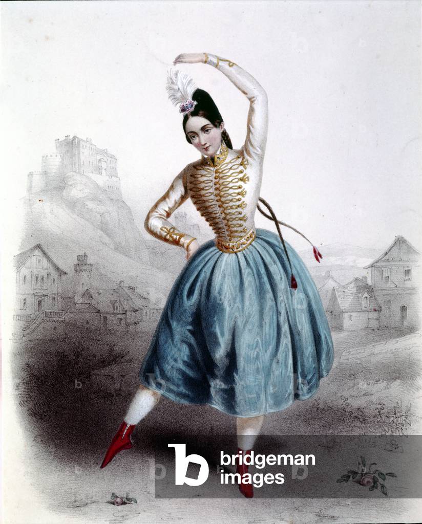 Austrian dancer Fanny Elssler (1810-1884) in the ballet “The Krakow” (La gipsy) 1842 19th century print