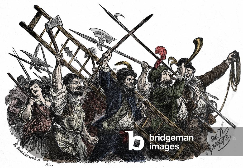 Revolutionists - French Revolution: the revolutionary crowd during the capture of the Bastille, Paris, July 1789 - 1882 -