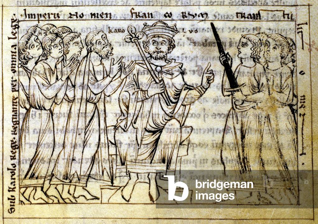 Representation of Charlemagne (742 - 814) - in “” Chronicles”” by Othon de Freising (1111 - 1158), 12th century.