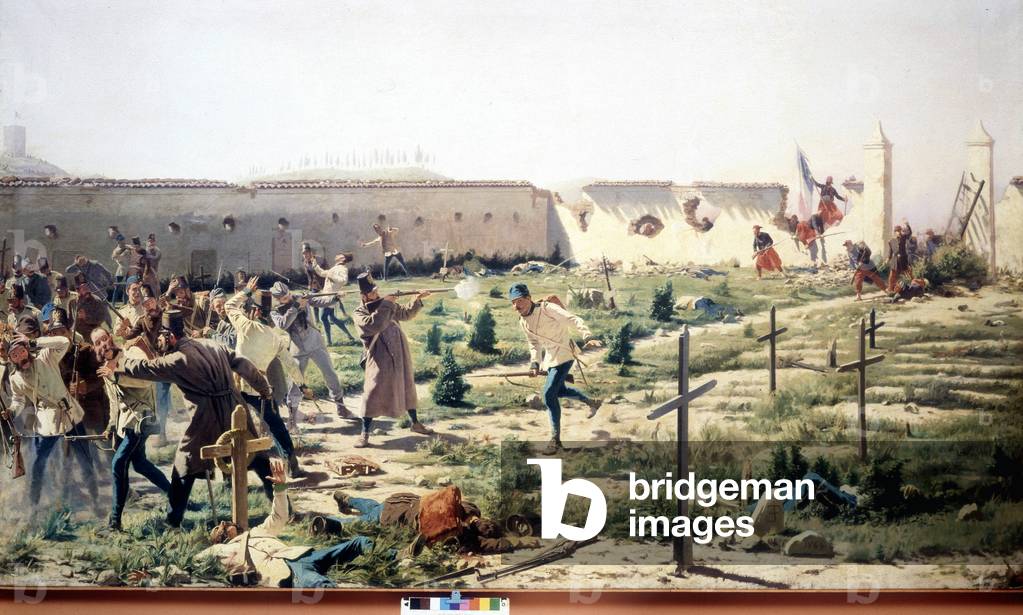 Battle of Solferino, Lombardy, opposing the French-Sardinian and Austrian armys on 24 June 1859. Museo del Risorgimento. Milan