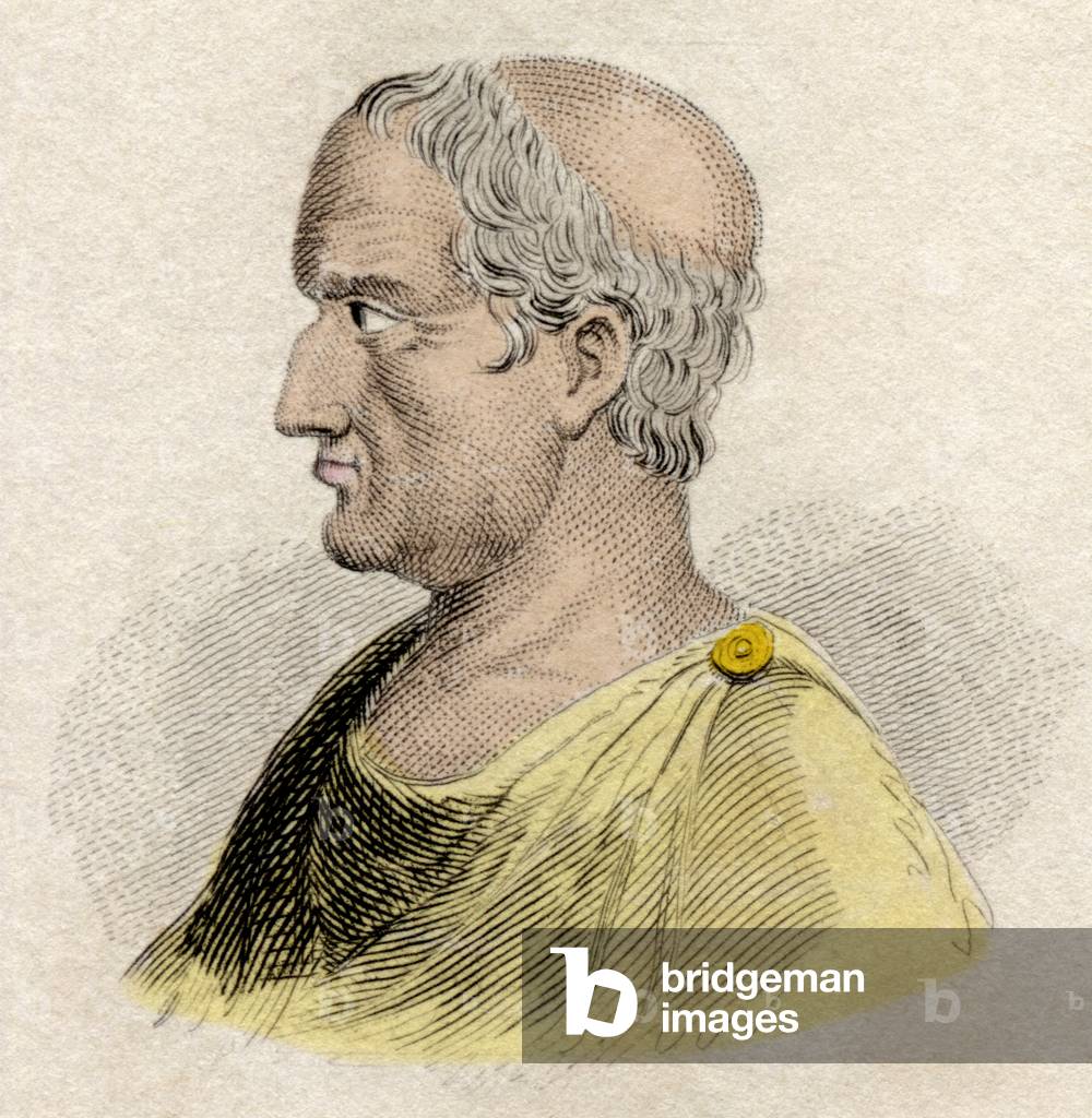 Portrait of Solon, legislator and poet of Athenes (ca. 640-ca. 588 BC)”. Engraving of the 19th century.