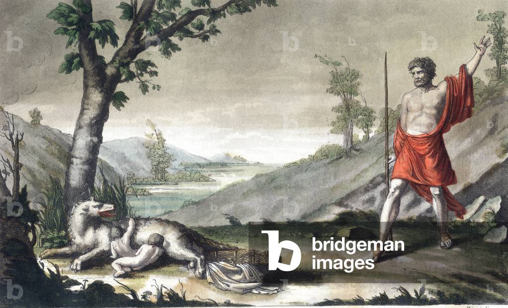 Ancient Rome: Romulus and Remus (Romolo e Remo) breastfed by the wolf.