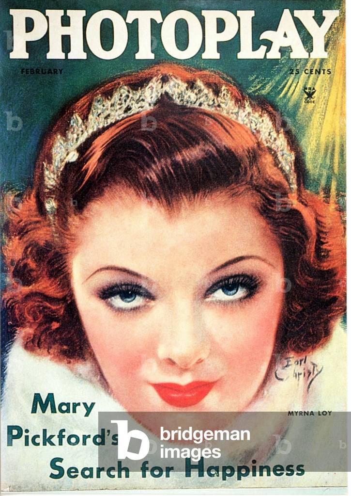 Comedian Mirna Loy on a cover of the magazine “” PHOTOPLAY”” in the 1930s