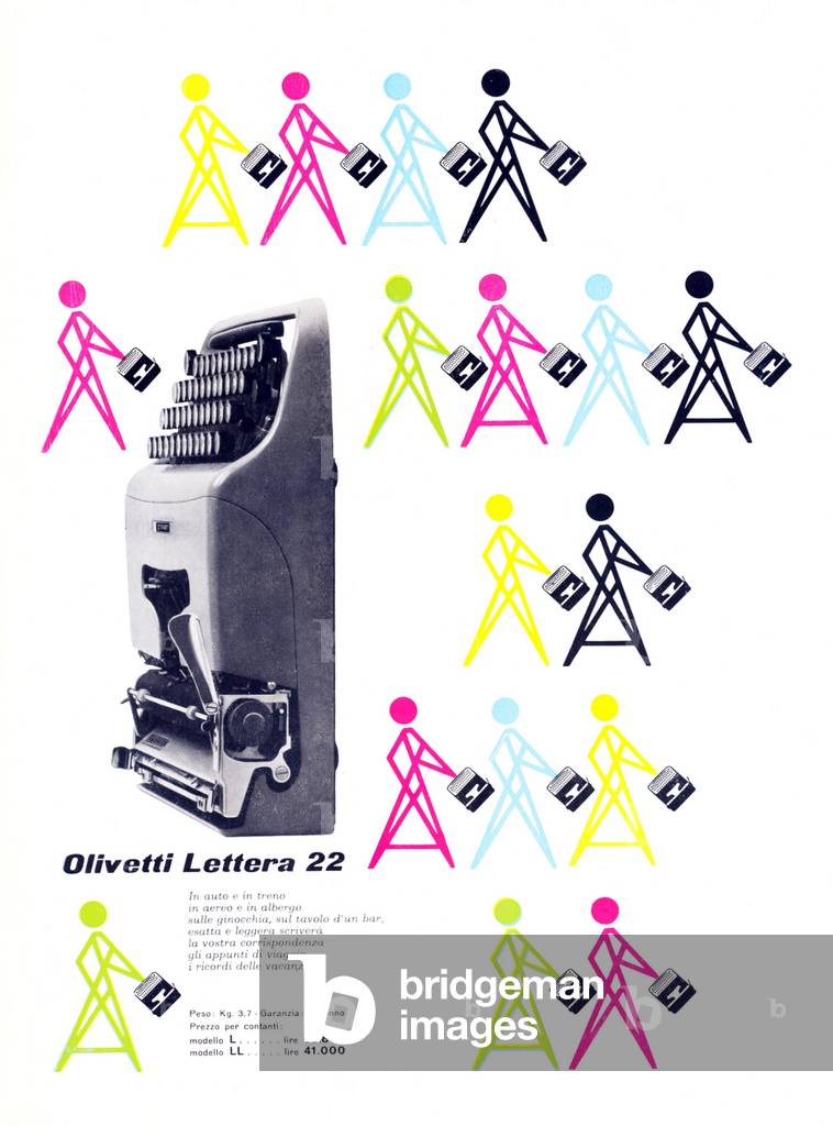 Advertising for Italian writing machines of the brand Olivetti 1955