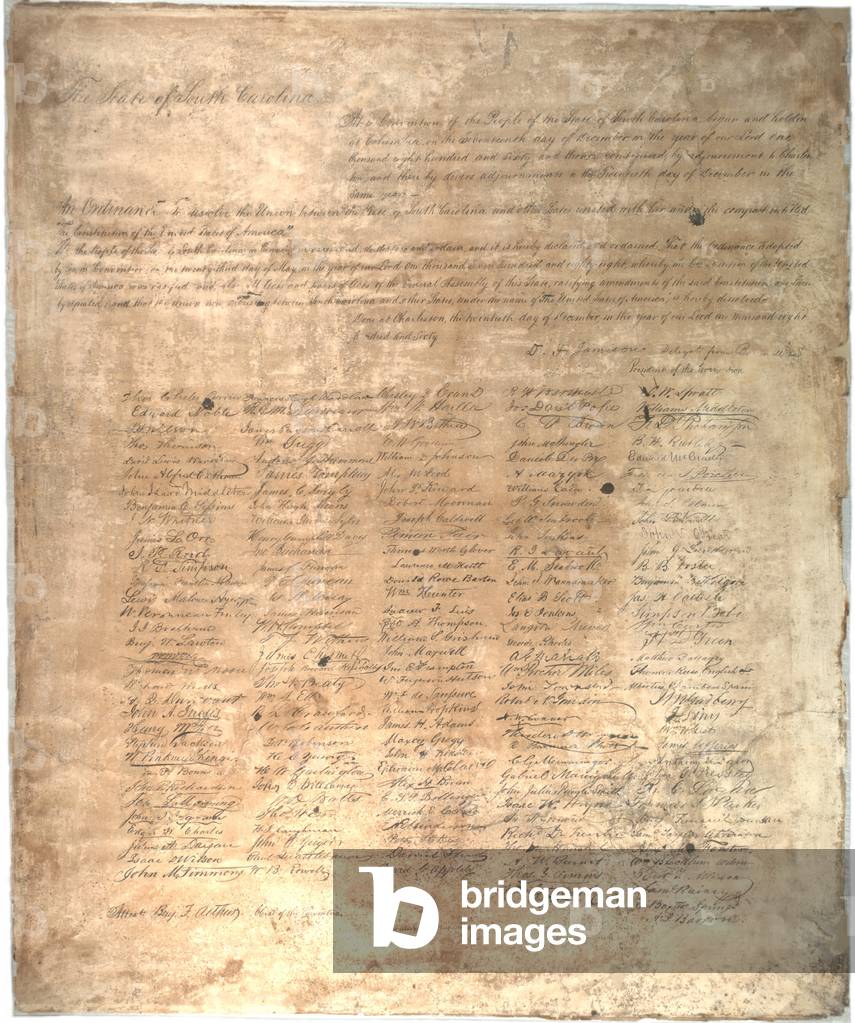The Ordinance of secession for the state of South Carolina, 1861 (litho)