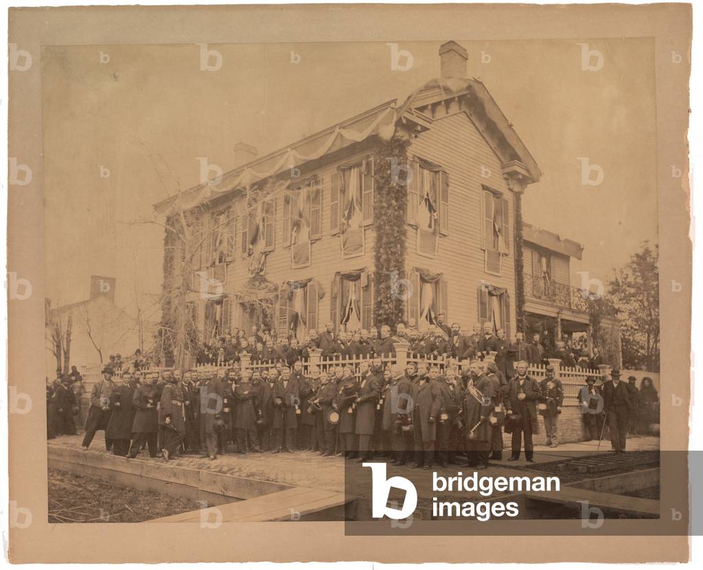 Large Albumen print of Lincoln’s Springfield home after Funeral, 1865 (sepia photo)
