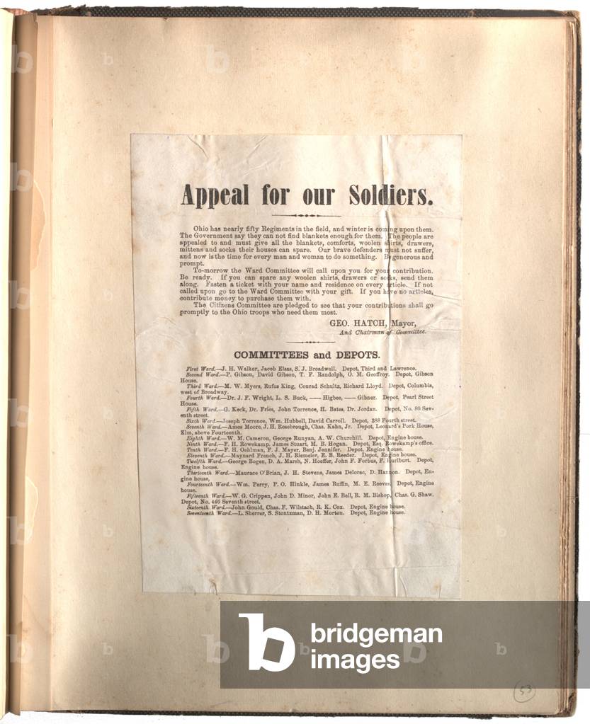 Appeal for our soldiers, Ohio [in scrapbook], c.1861-1865 (litho)