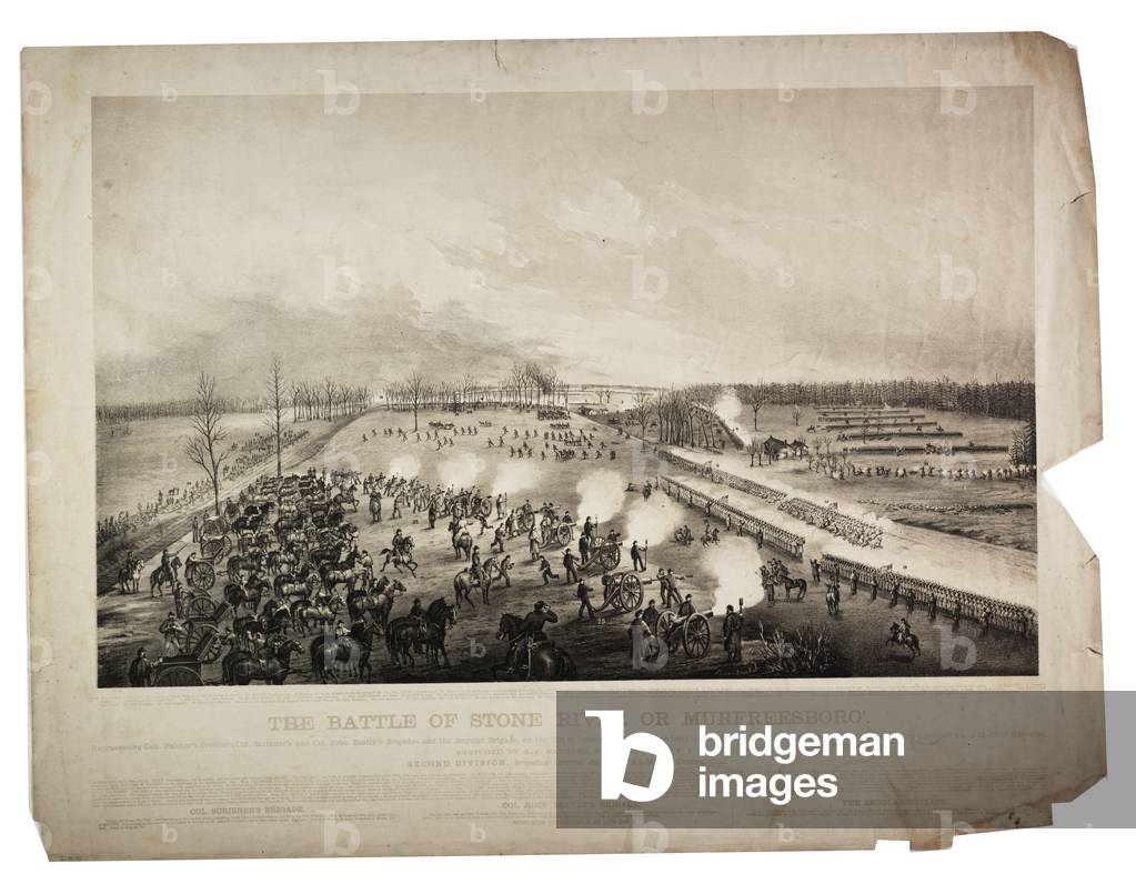 The Battle for Stone River or Murfreesboro, 1863 (litho)

