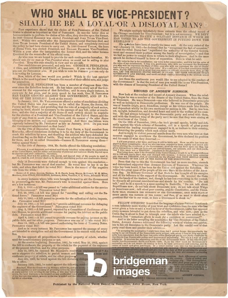 Who shall be Vice President? George Pendleton vs. Andrew Johnson (1864 election), 1864 (litho)