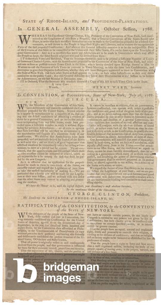Resolutions printing NYS proposal for amendments to Constitution, October 1788 (litho)