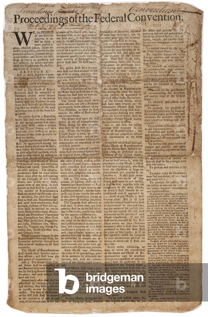U.S. Constitution, c.10th September 1787 (litho) (see also GLC 696084)