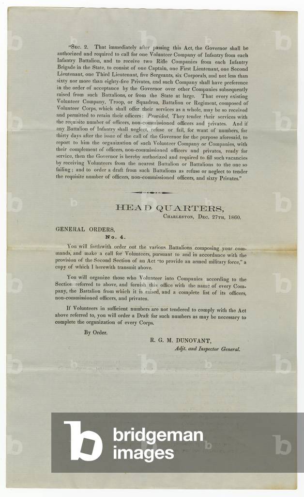 Call for volunteers under General Order No.4, 27th December 1860 (litho)