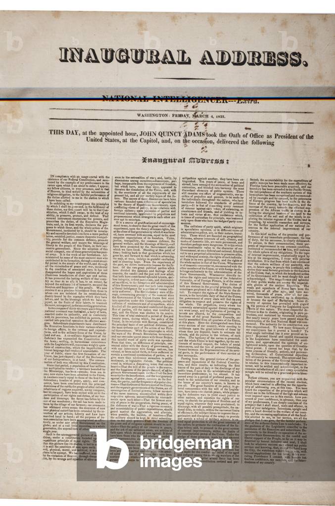 Inaugural address of John Quincy Adams, 4th March 1825 (litho) (see also GLC 696060)