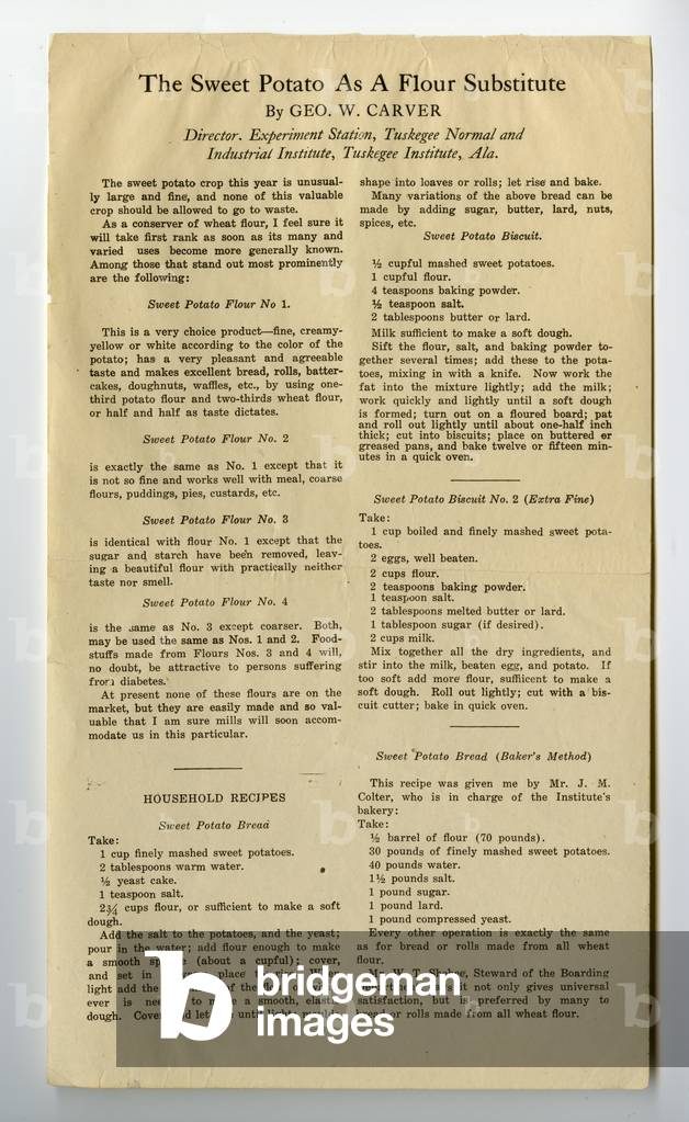 The sweet potato as a flour substitute, c.1915 (litho)