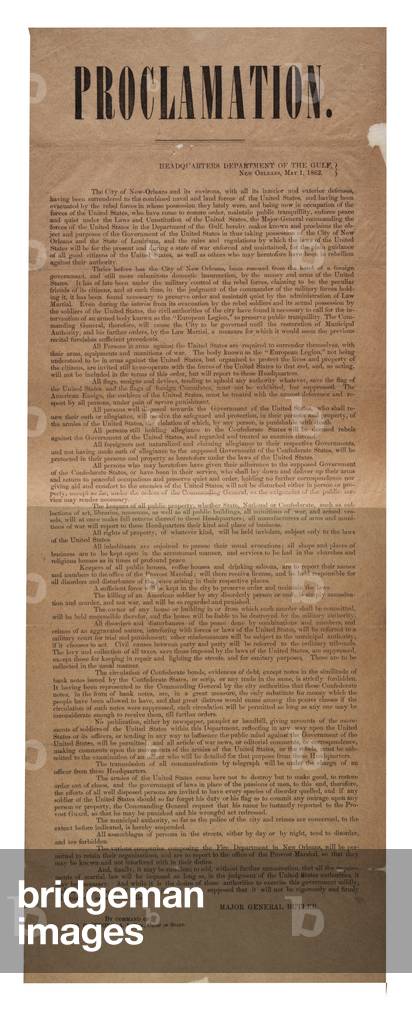 Proclamation, 1 May 1862 (litho)