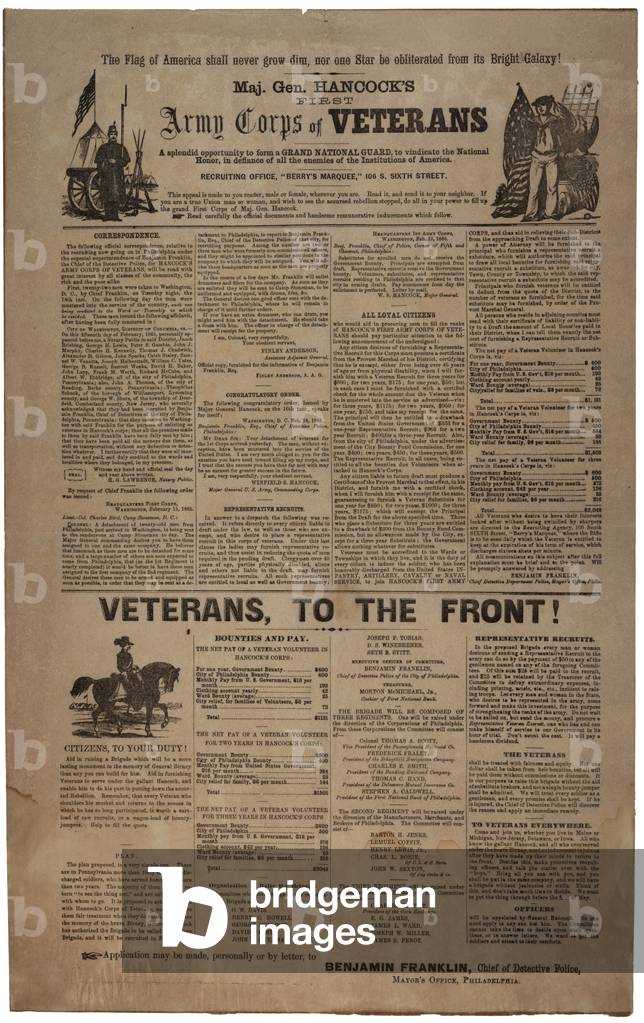 Illustrated Philadelphia recruiting poster for 