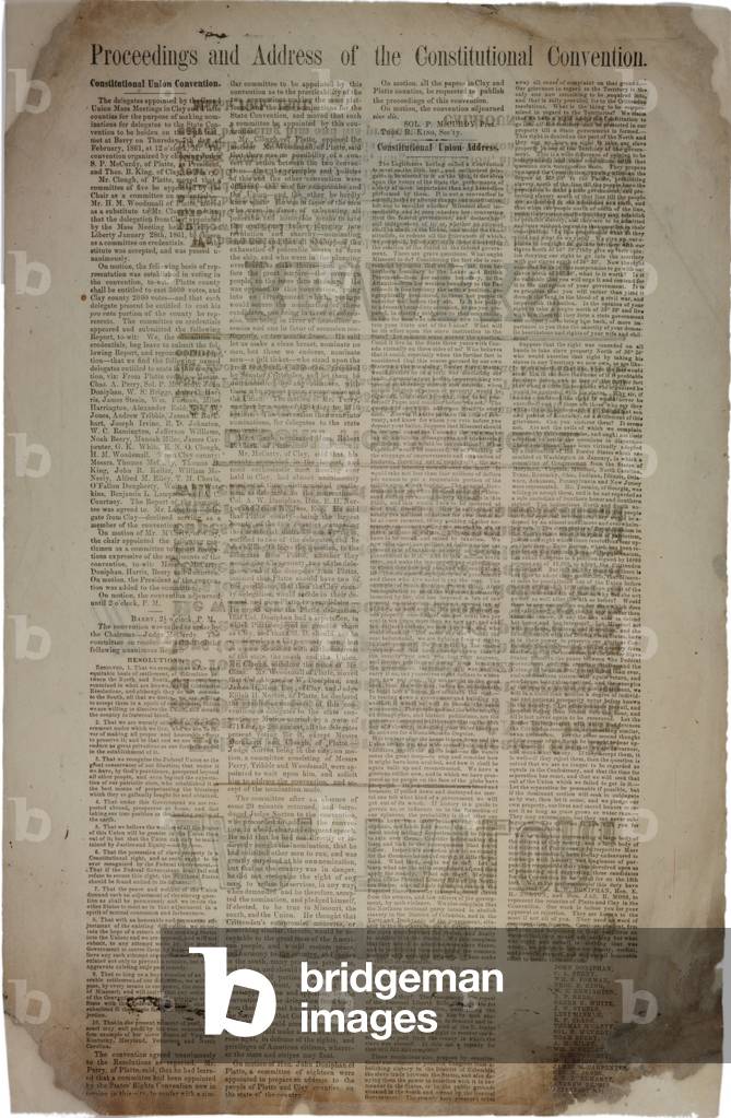 Proceedings and address of the Constitutional Convention, c.19th March 1861 (litho)
