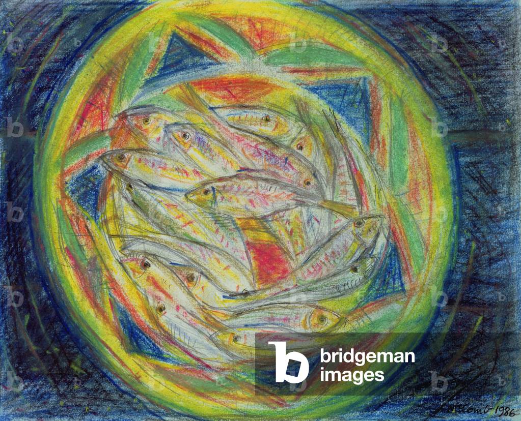 Sardines, 1986 (coloured chalks on paper)