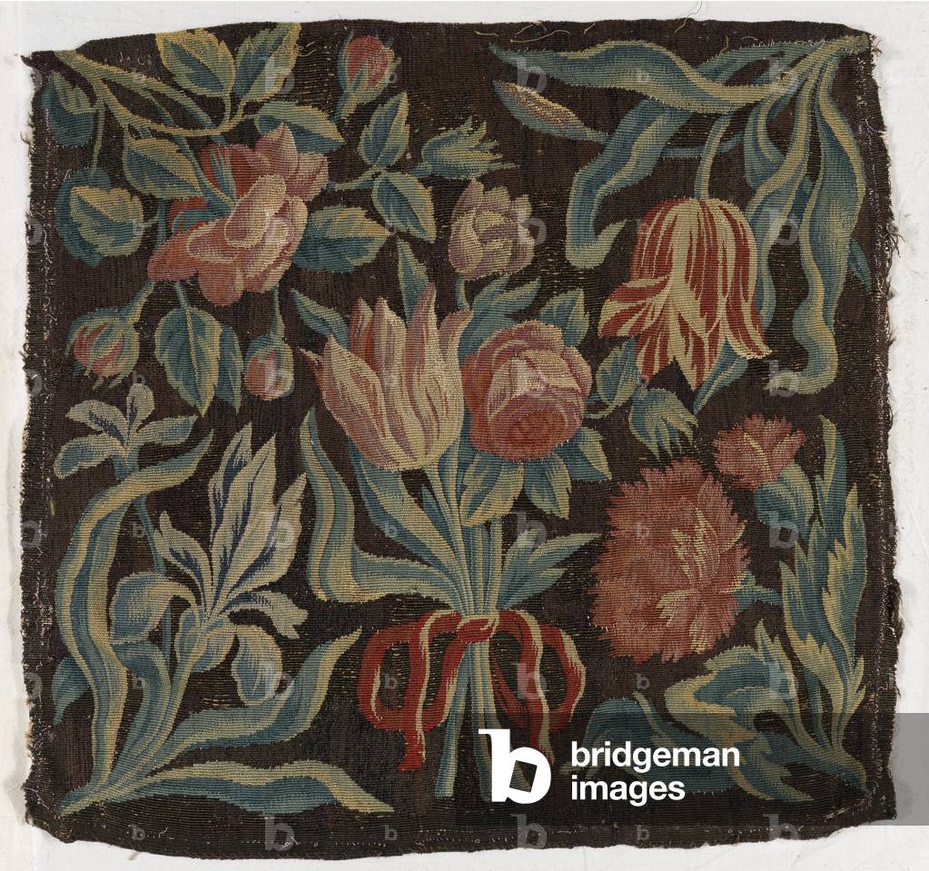 Tapestry cushion cover depicting tulips etc., Made possibly in Holland, 18th century (wool) 